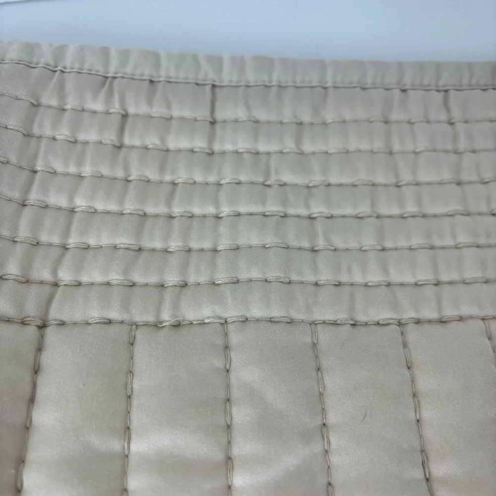 West Elm TENCEL pick stitch quilted bed sham pair(2)tan sand color